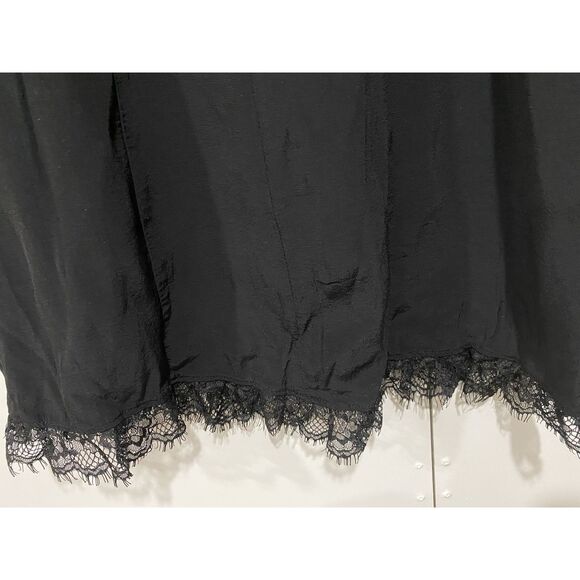 Zara Black Dress Small Mini Lace Trim Hem Gothic Cottagecore High Neck Party - Picture 12 of 16